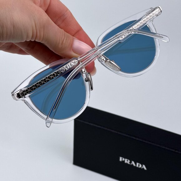 Prada PR17YS 2AZ04D Women BRAND NEW Sunglasses Crystal Green Polarized Oval - Picture 3 of 12